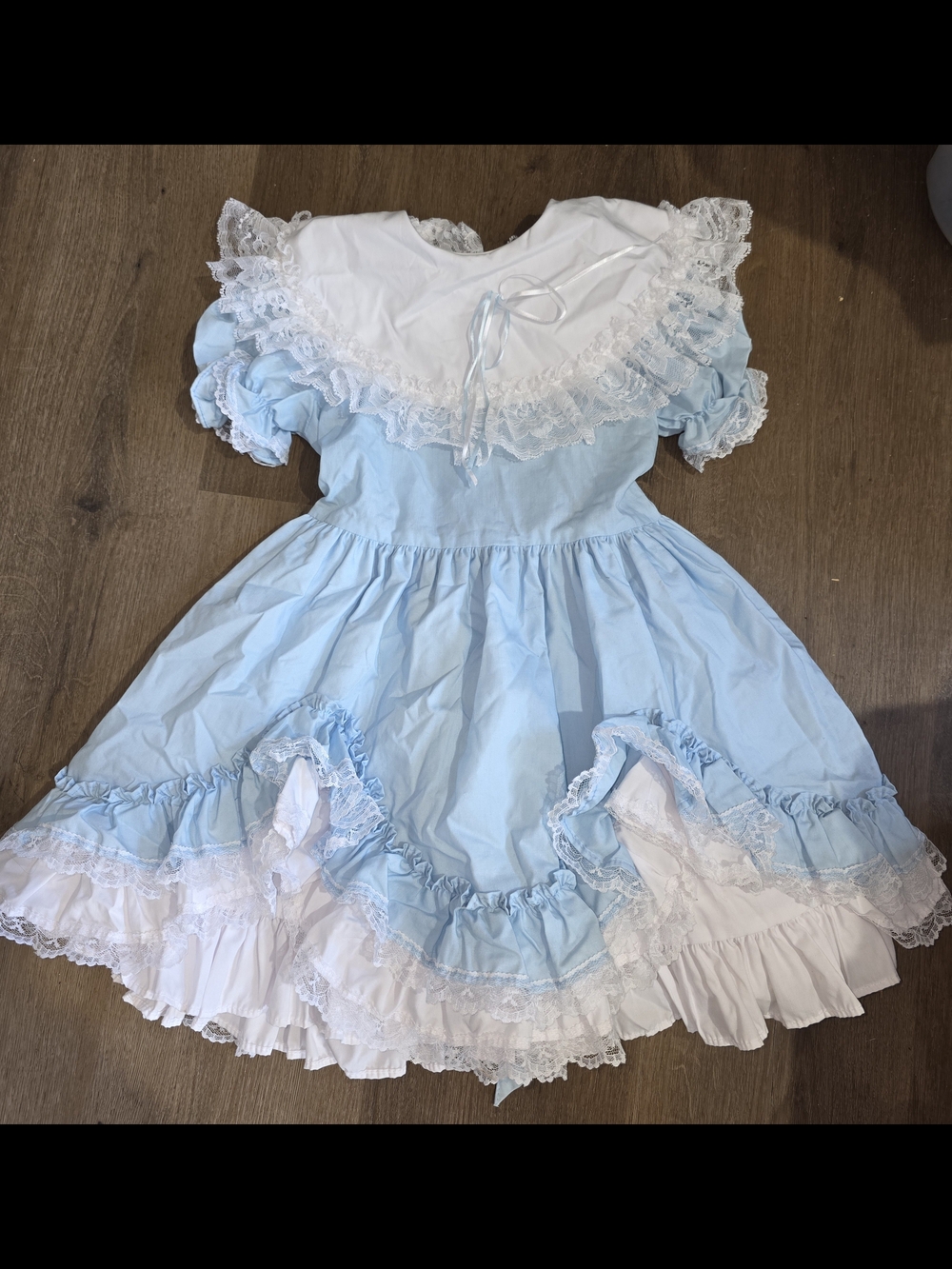 Classic Light Blue & White Lace Girls' Formal Dress